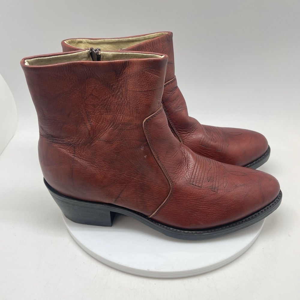 Durango TR 824 Boots Mens 9.5 EE Brown‎ Leather Ankle Western Zip Vibram Cowboy